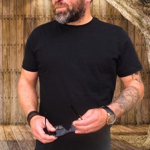 Bisiklet Yaka Siyah % Pamuk Tişört