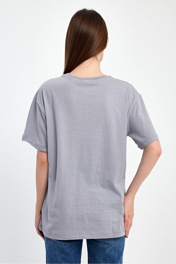 Kadın Baskılı Oversize T-Shirt - Görsel 3