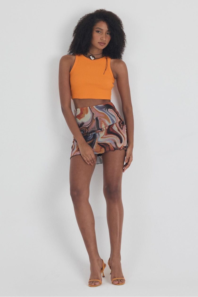 /3049-KADIN KAŞKORSE BİYELİ CROP - ORANJ - Görsel 4