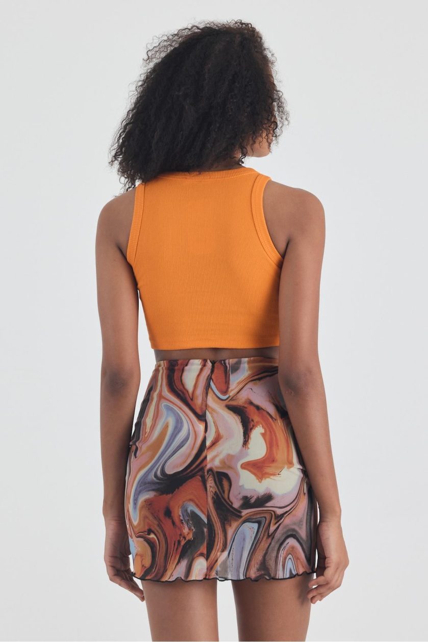 /3049-KADIN KAŞKORSE BİYELİ CROP - ORANJ - Görsel 6