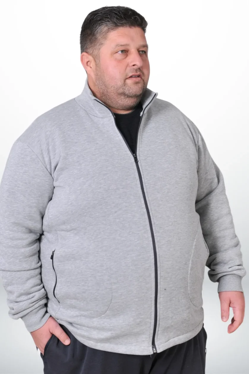 Büyük Beden Fermuarlı Üç İplik Sweat Mont - Görsel 7