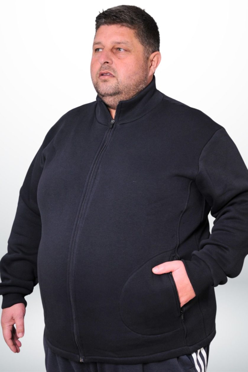 Büyük Beden Fermuarlı Üç İplik Sweat Mont