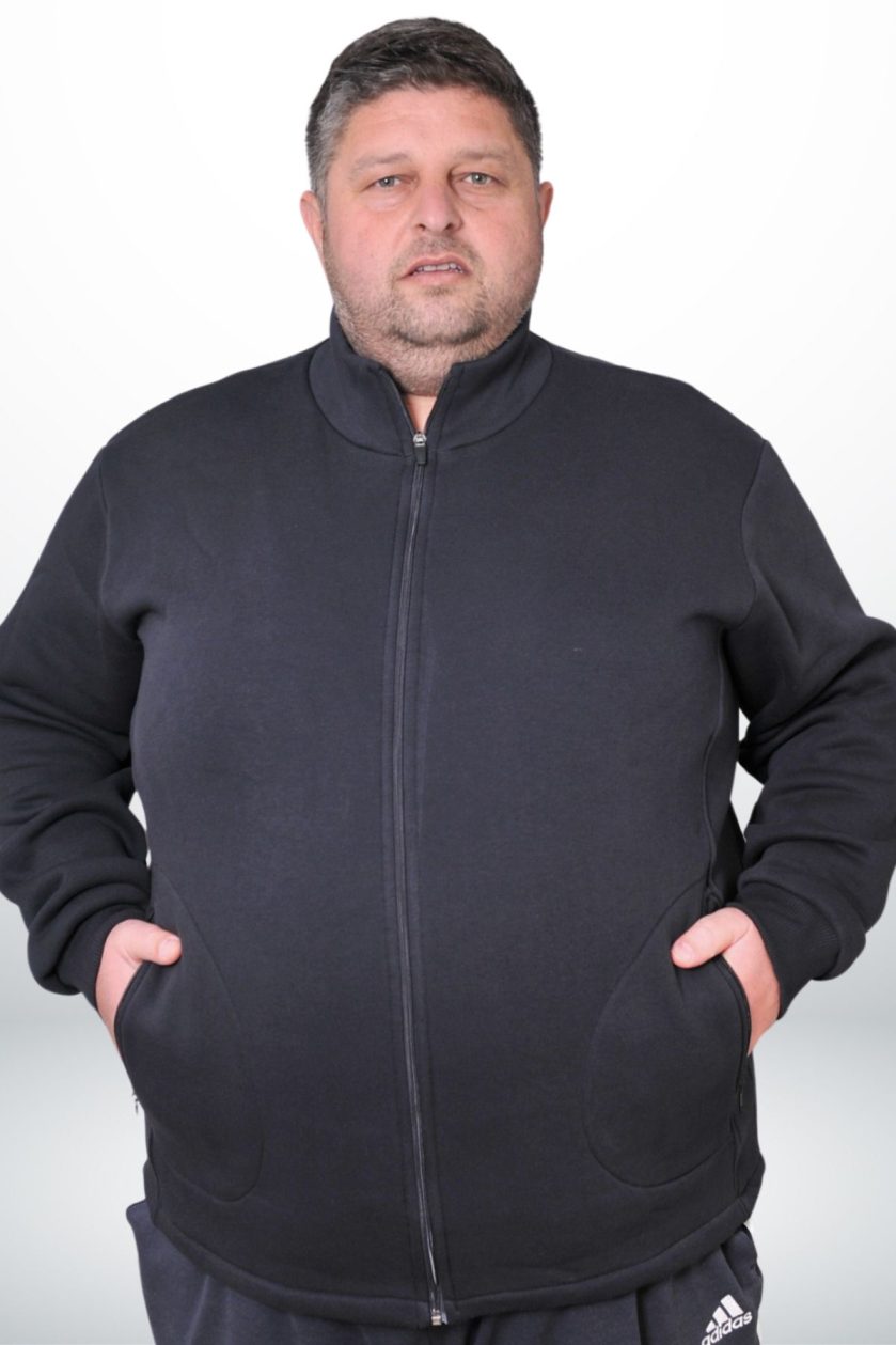 Büyük Beden Fermuarlı Üç İplik Sweat Mont - Görsel 3