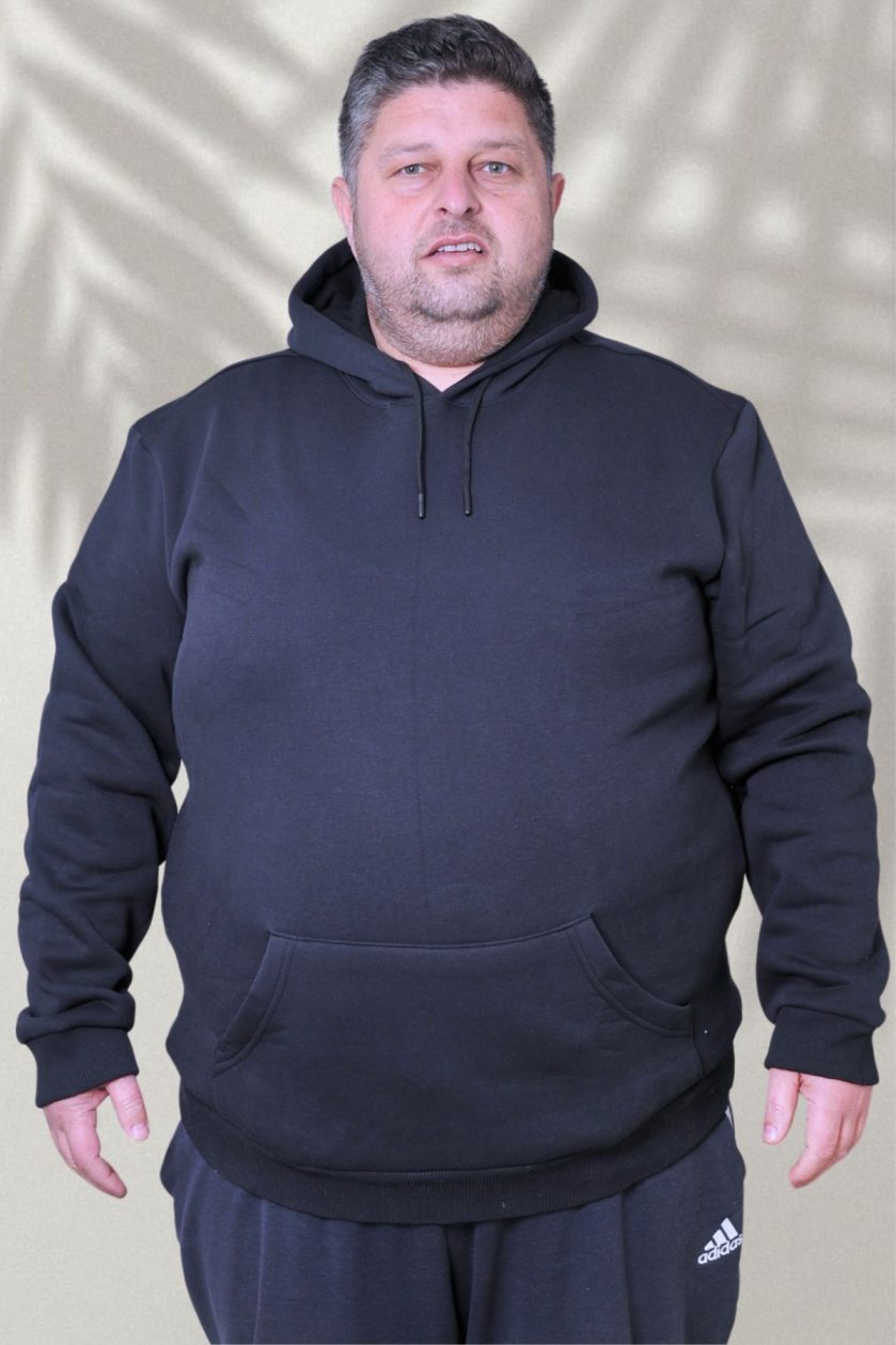 Büyük Beden Unisex Kapüşonlu Üç İplik Sweat - Görsel 2