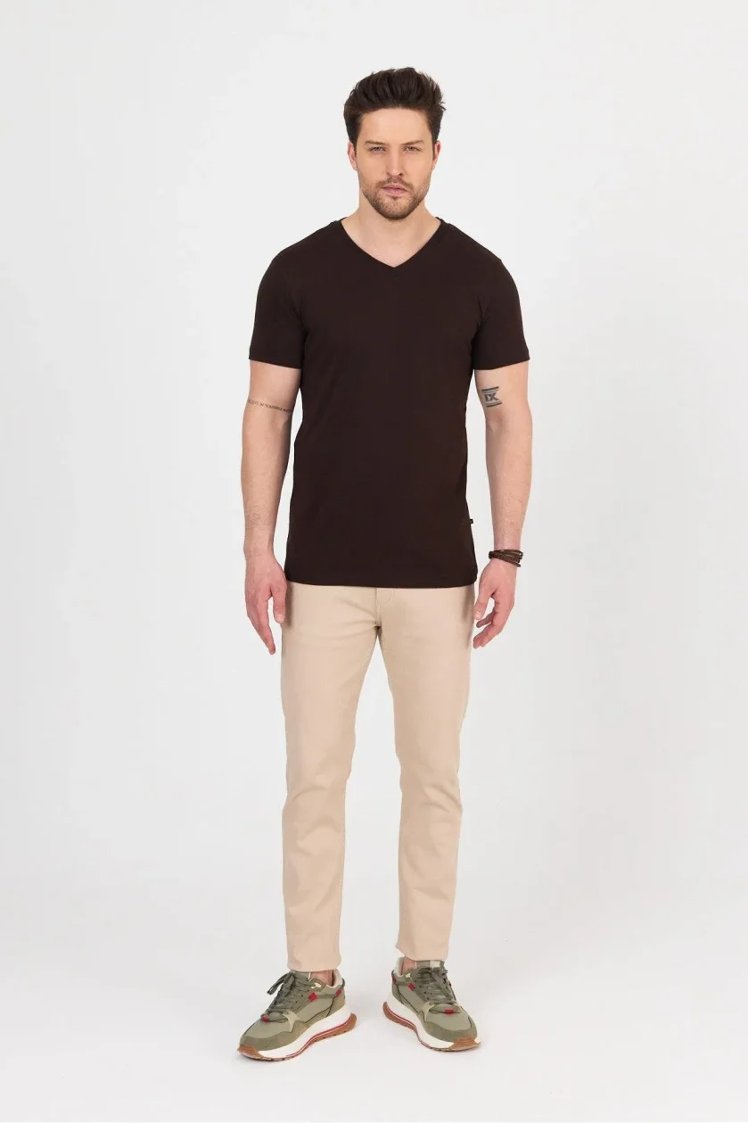 Erkek Compact Penye V Yaka T-Shirt - Görsel 8