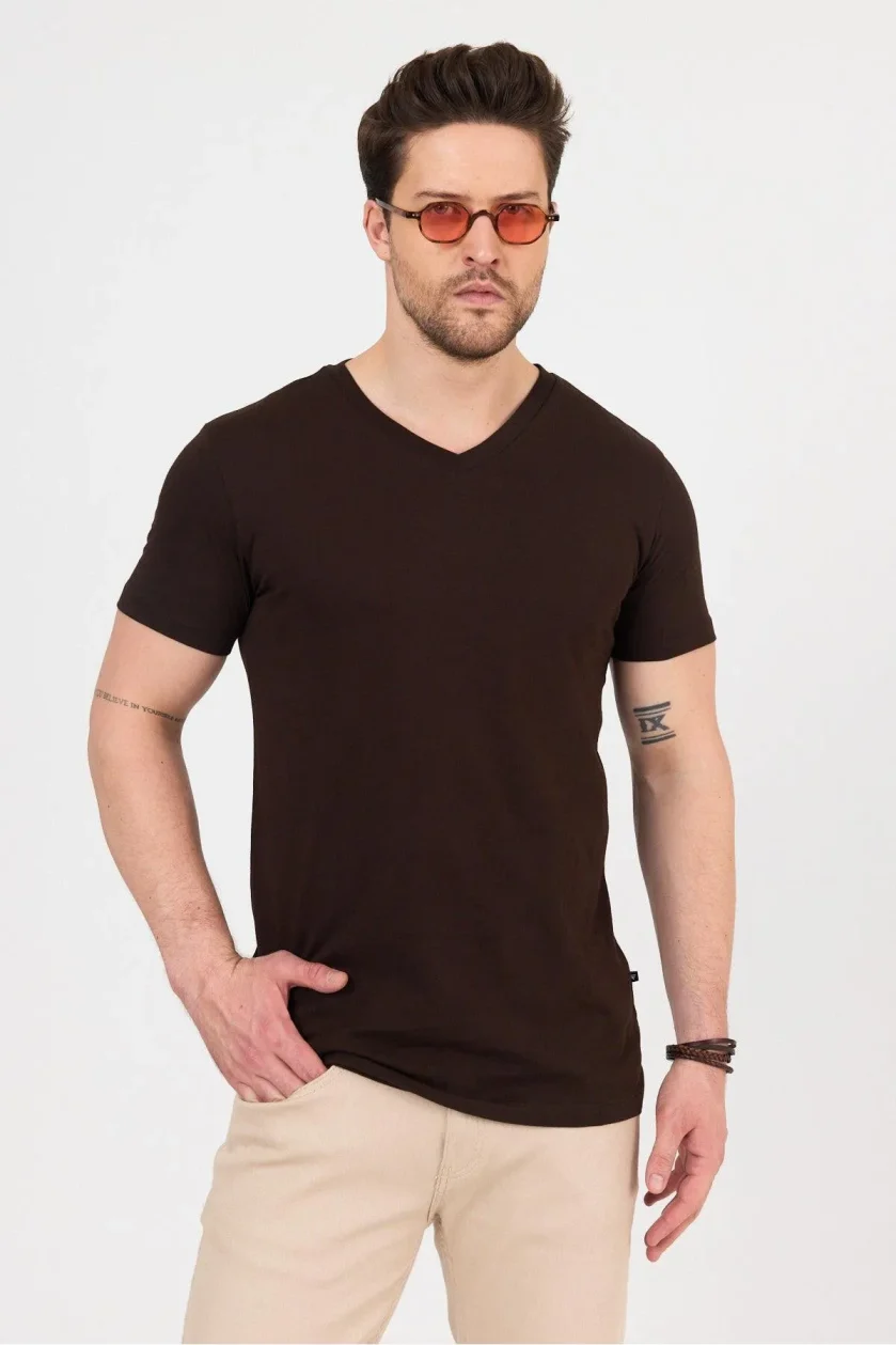 Erkek Compact Penye V Yaka T-Shirt - Görsel 10