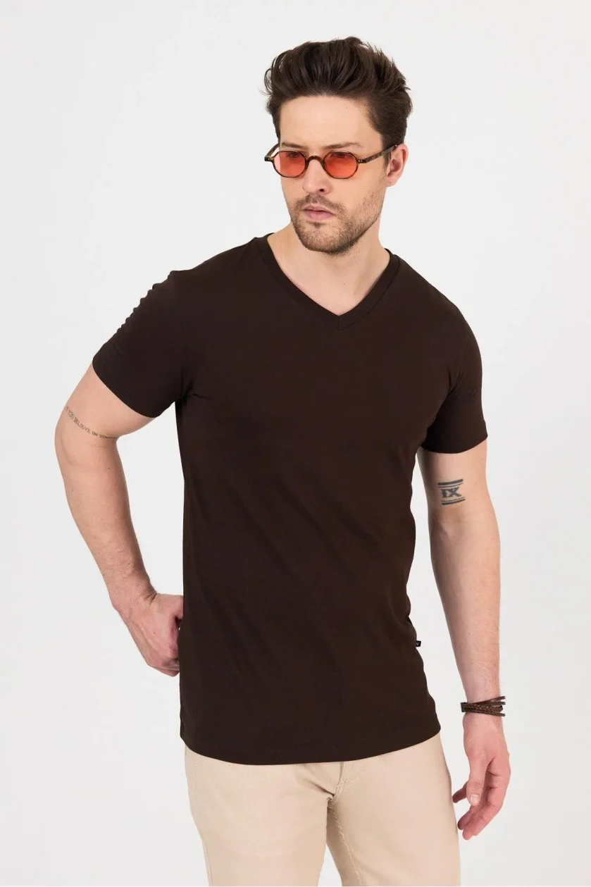 Erkek Compact Penye V Yaka T-Shirt - Görsel 11