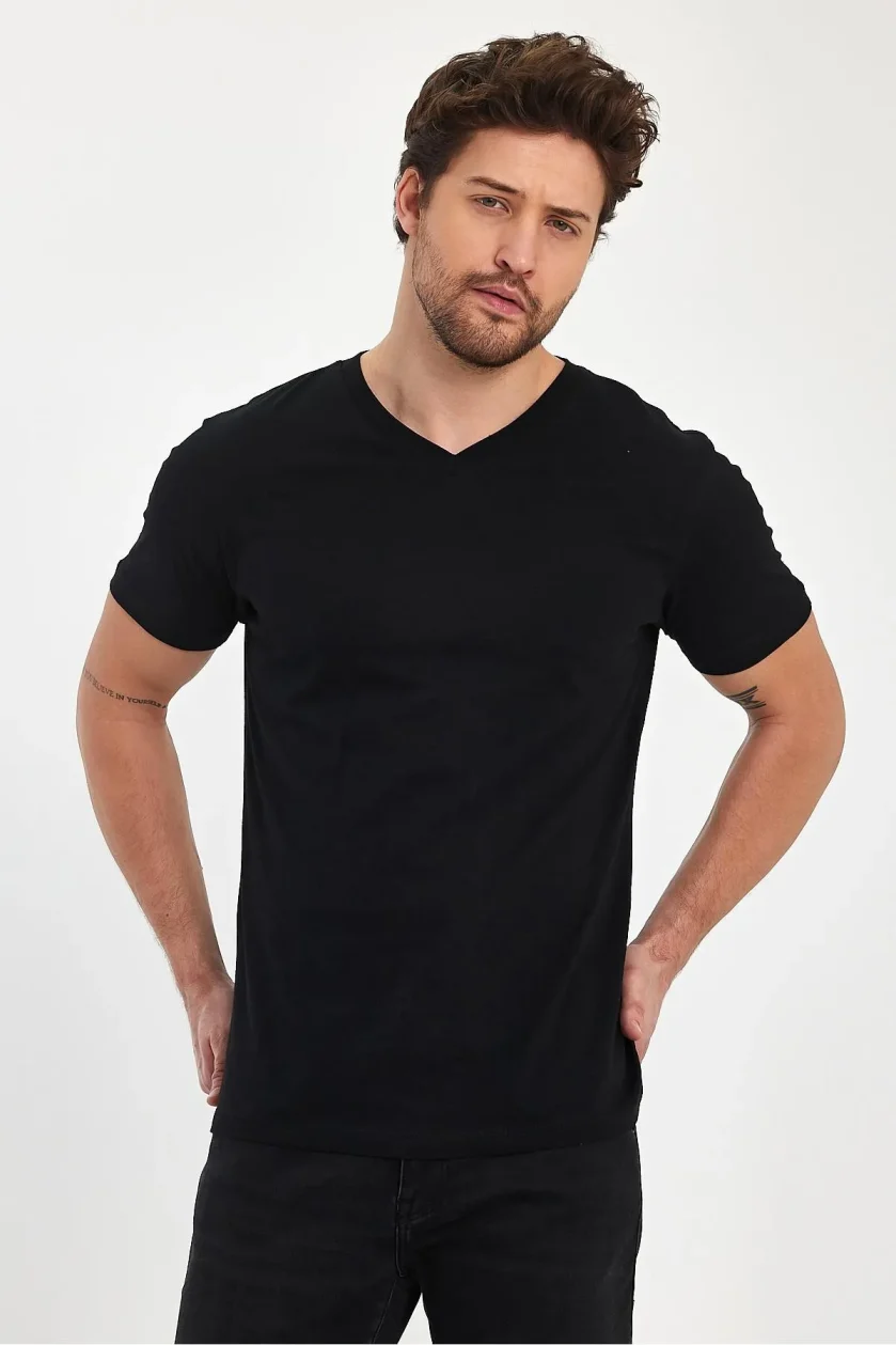 Erkek Compact Penye V Yaka T-Shirt - Görsel 17