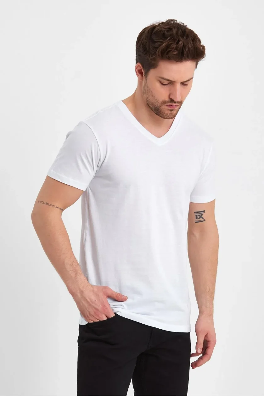 Erkek Compact Penye V Yaka T-Shirt - Görsel 18