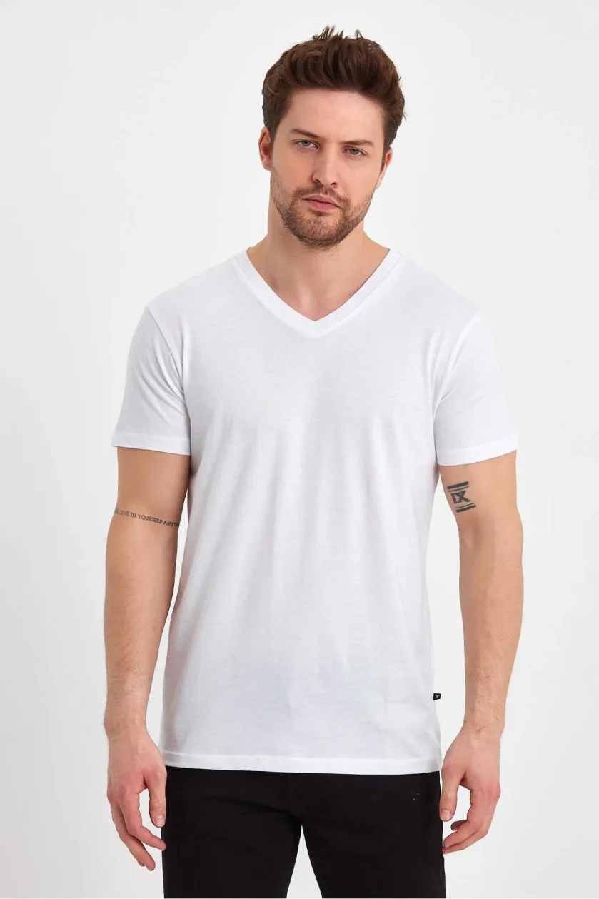Erkek Compact Penye V Yaka T-Shirt - Görsel 22