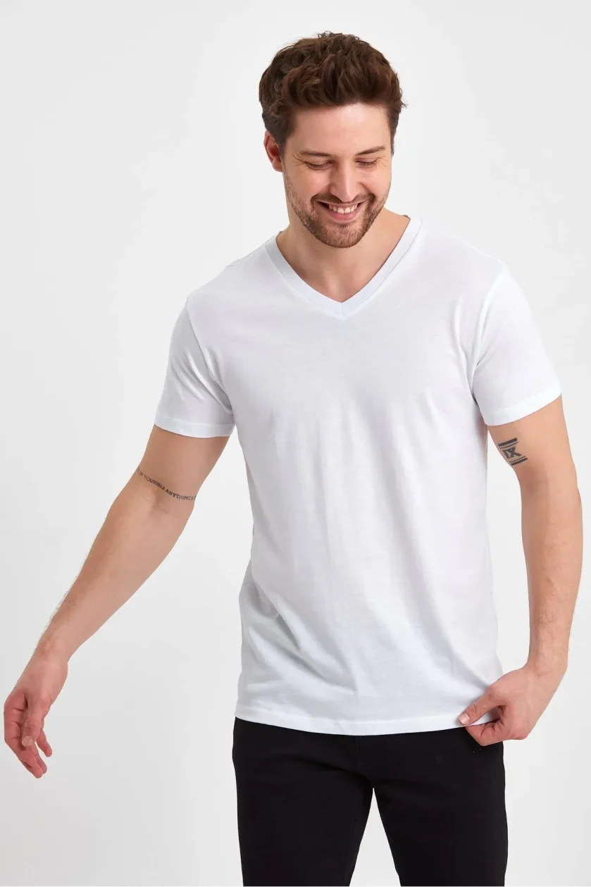 Erkek Compact Penye V Yaka T-Shirt - Görsel 23
