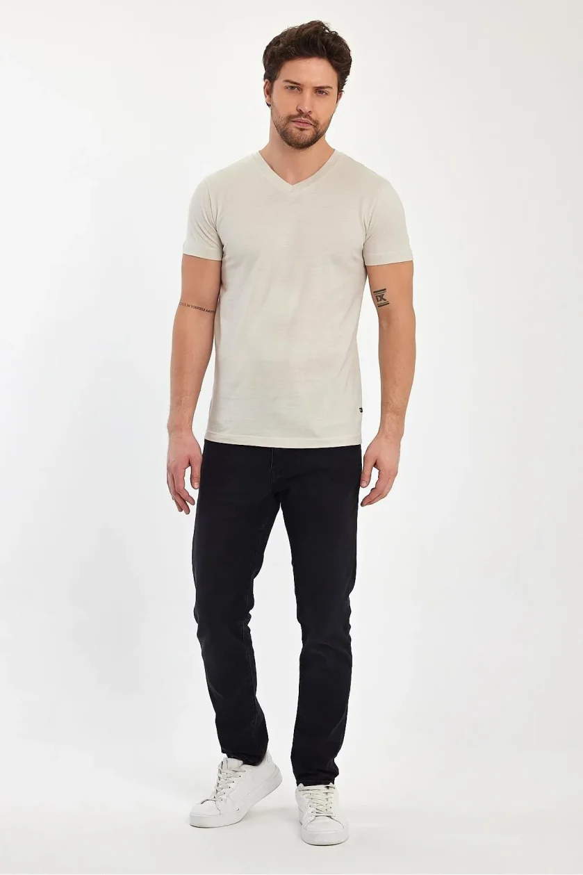 Erkek Compact Penye V Yaka T-Shirt - Görsel 24