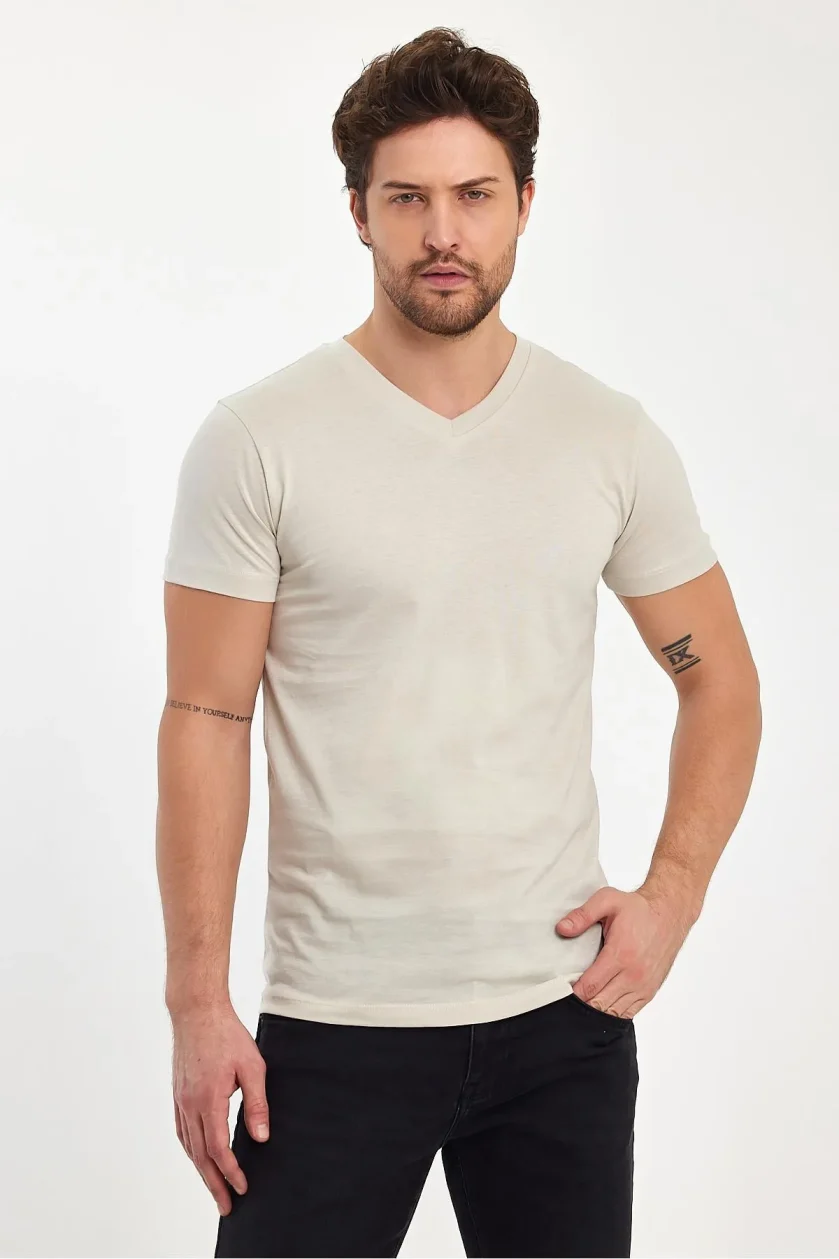 Erkek Compact Penye V Yaka T-Shirt - Görsel 26