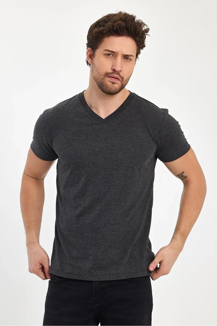Erkek Compact Penye V Yaka T-Shirt - Görsel 32