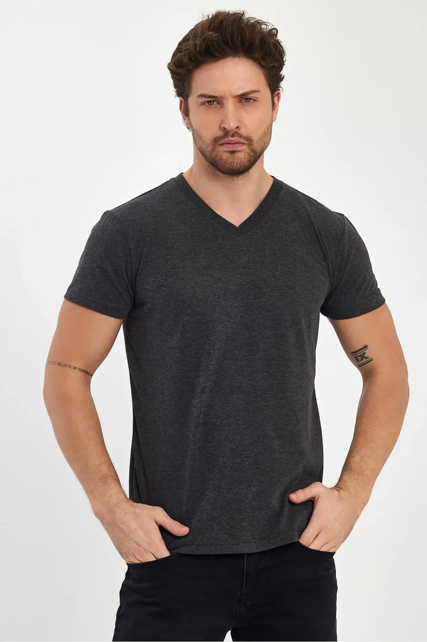 Erkek Compact Penye V Yaka T-Shirt - Görsel 34