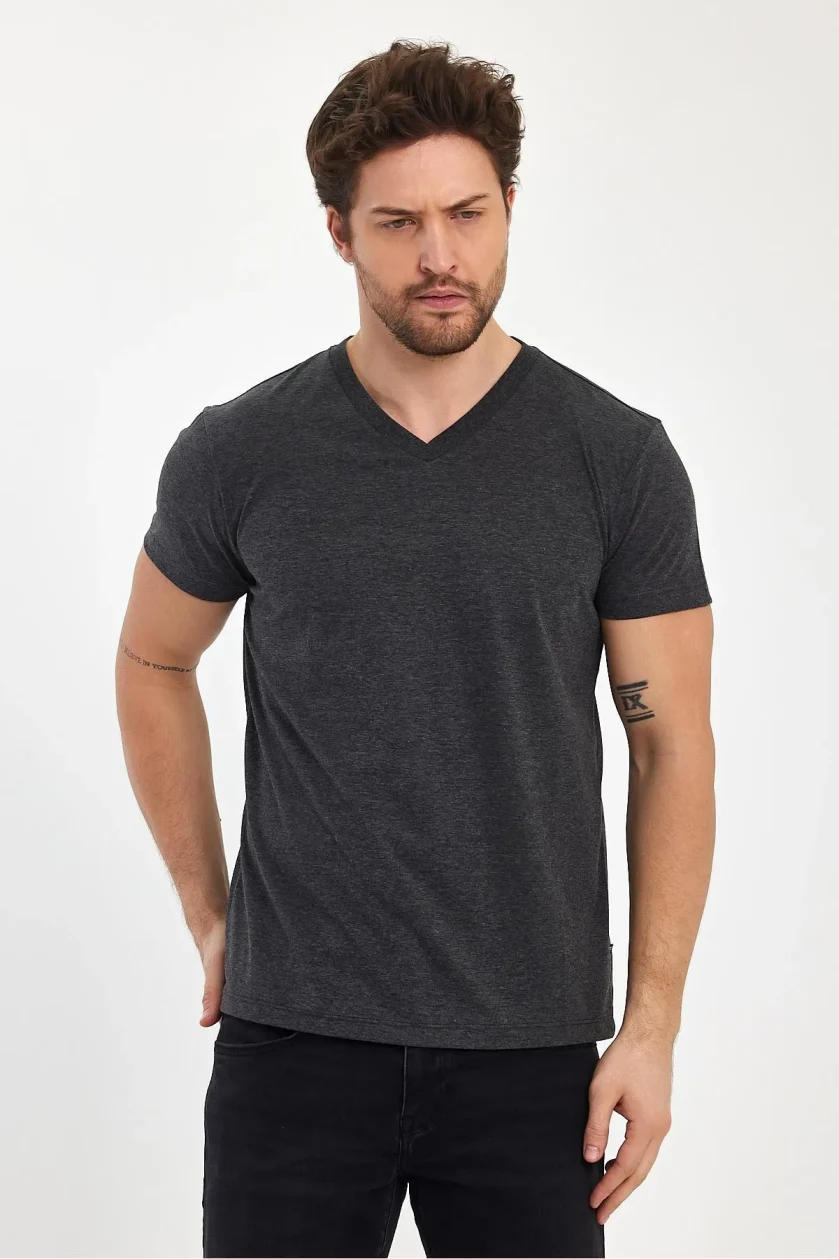Erkek Compact Penye V Yaka T-Shirt - Görsel 35