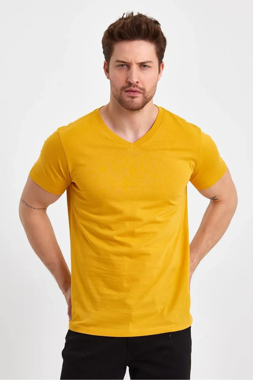 Erkek Compact Penye V Yaka T-Shirt - Görsel 40
