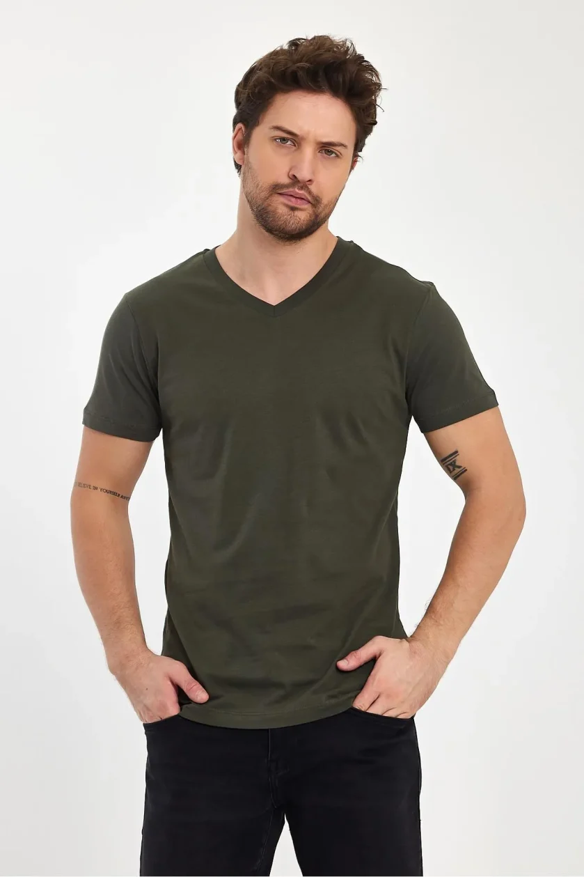 Erkek Compact Penye V Yaka T-Shirt - Görsel 44