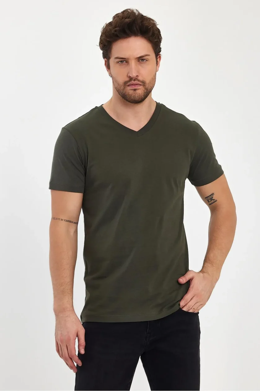 Erkek Compact Penye V Yaka T-Shirt - Görsel 46