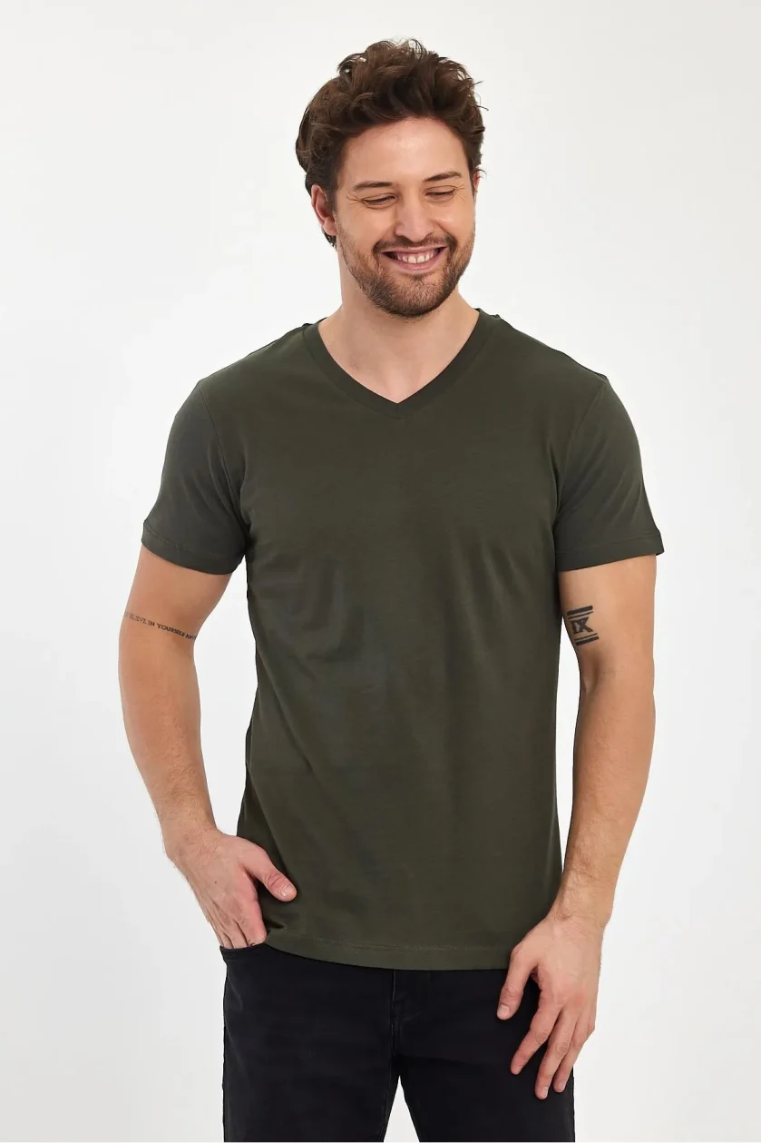 Erkek Compact Penye V Yaka T-Shirt - Görsel 47