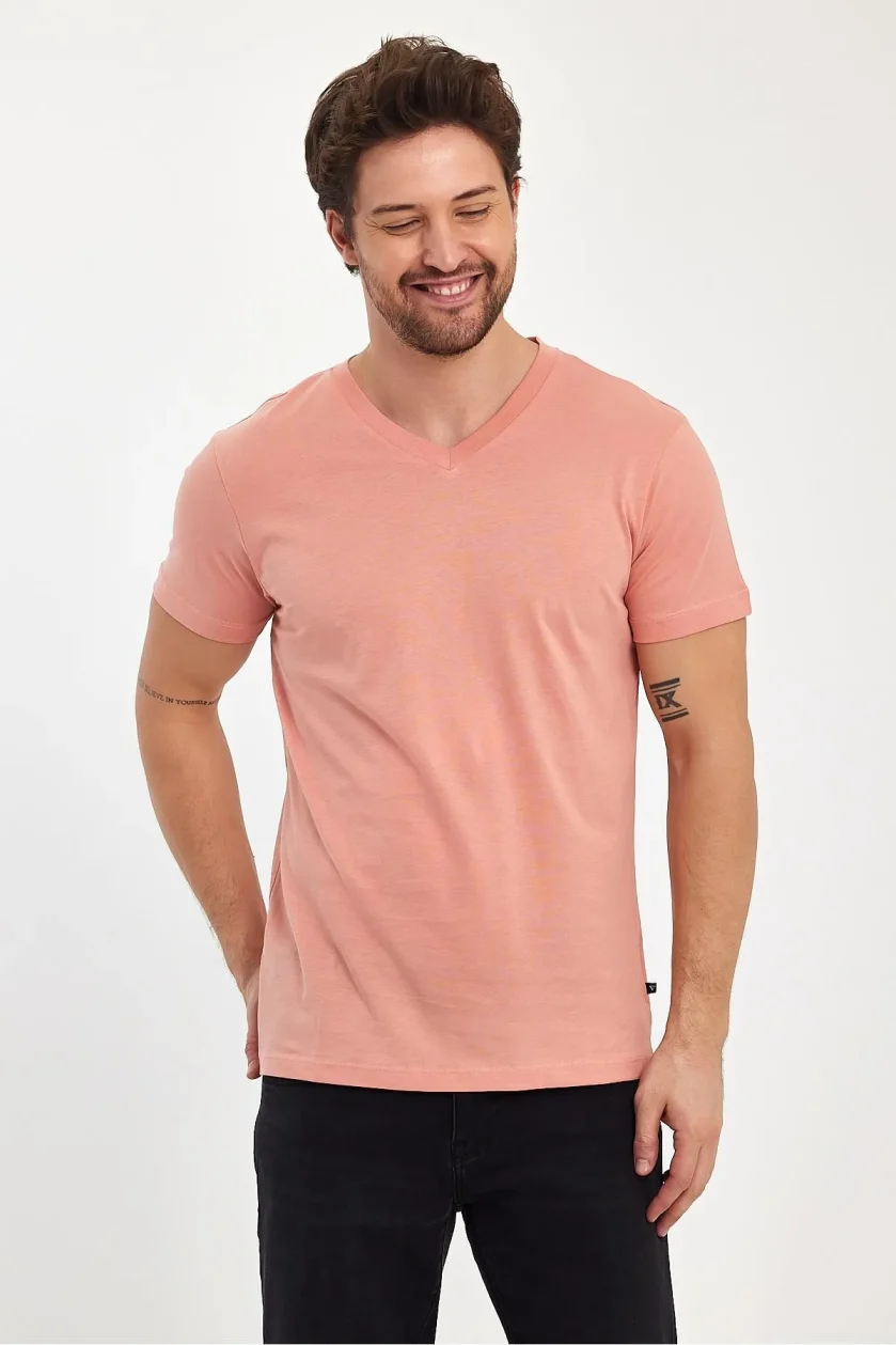 Erkek Compact Penye V Yaka T-shirt - Görsel 7