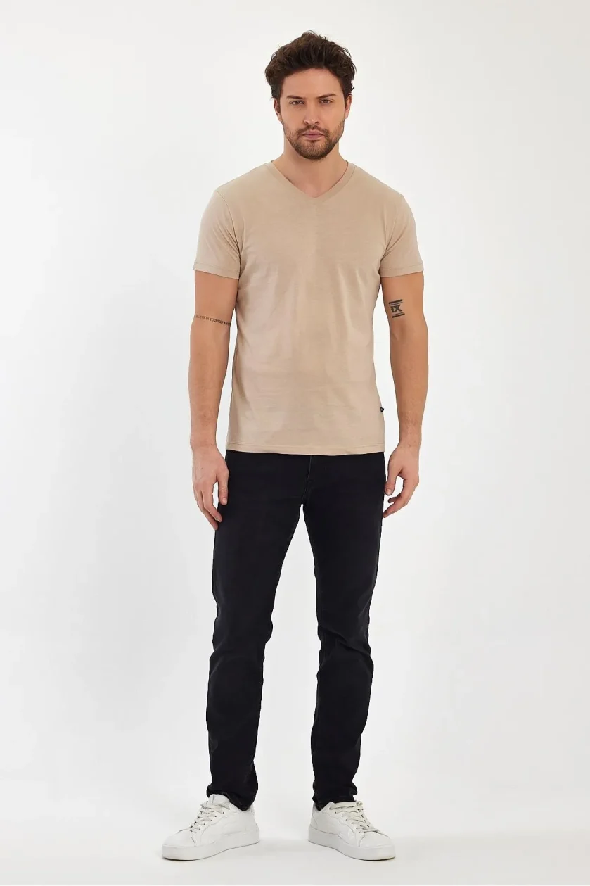 Erkek Compact Penye V Yaka T-shirt - Görsel 13