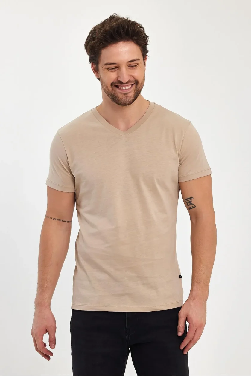 Erkek Compact Penye V Yaka T-shirt - Görsel 16