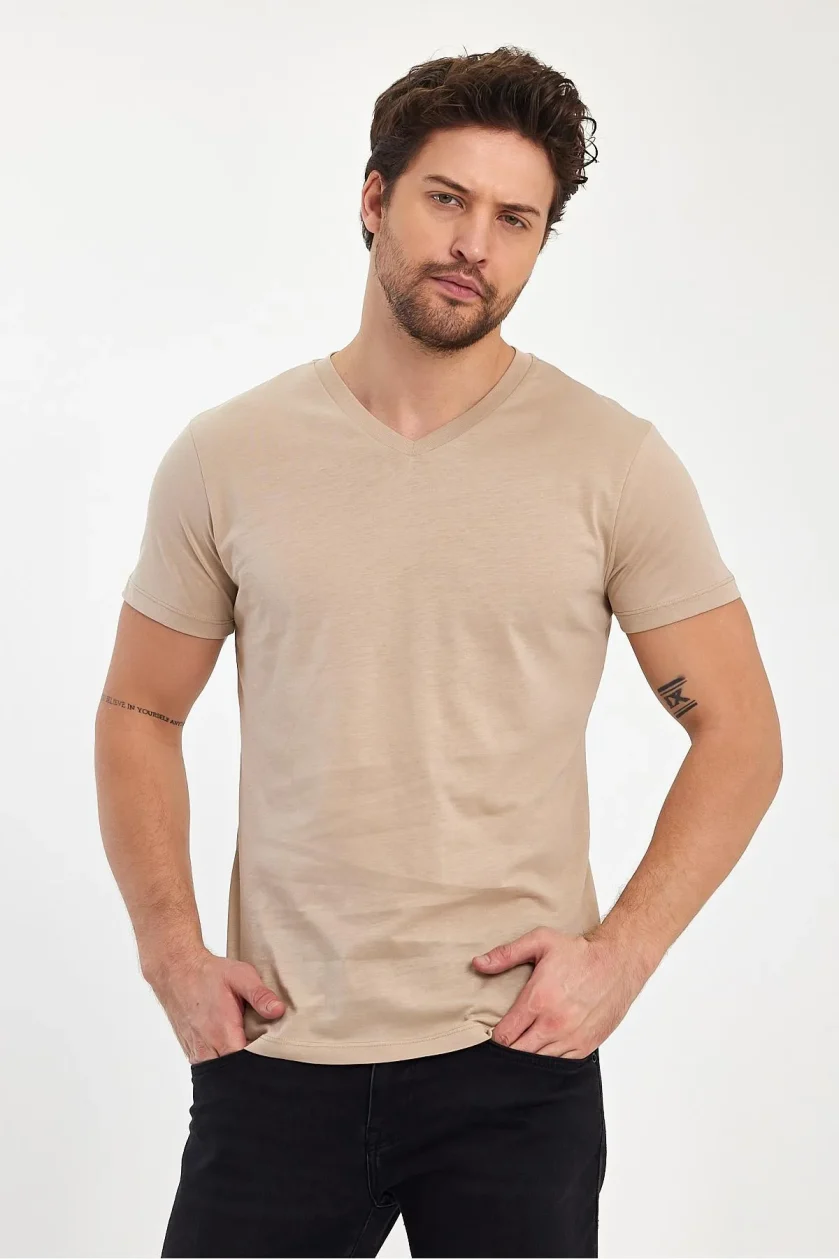 Erkek Compact Penye V Yaka T-shirt - Görsel 18