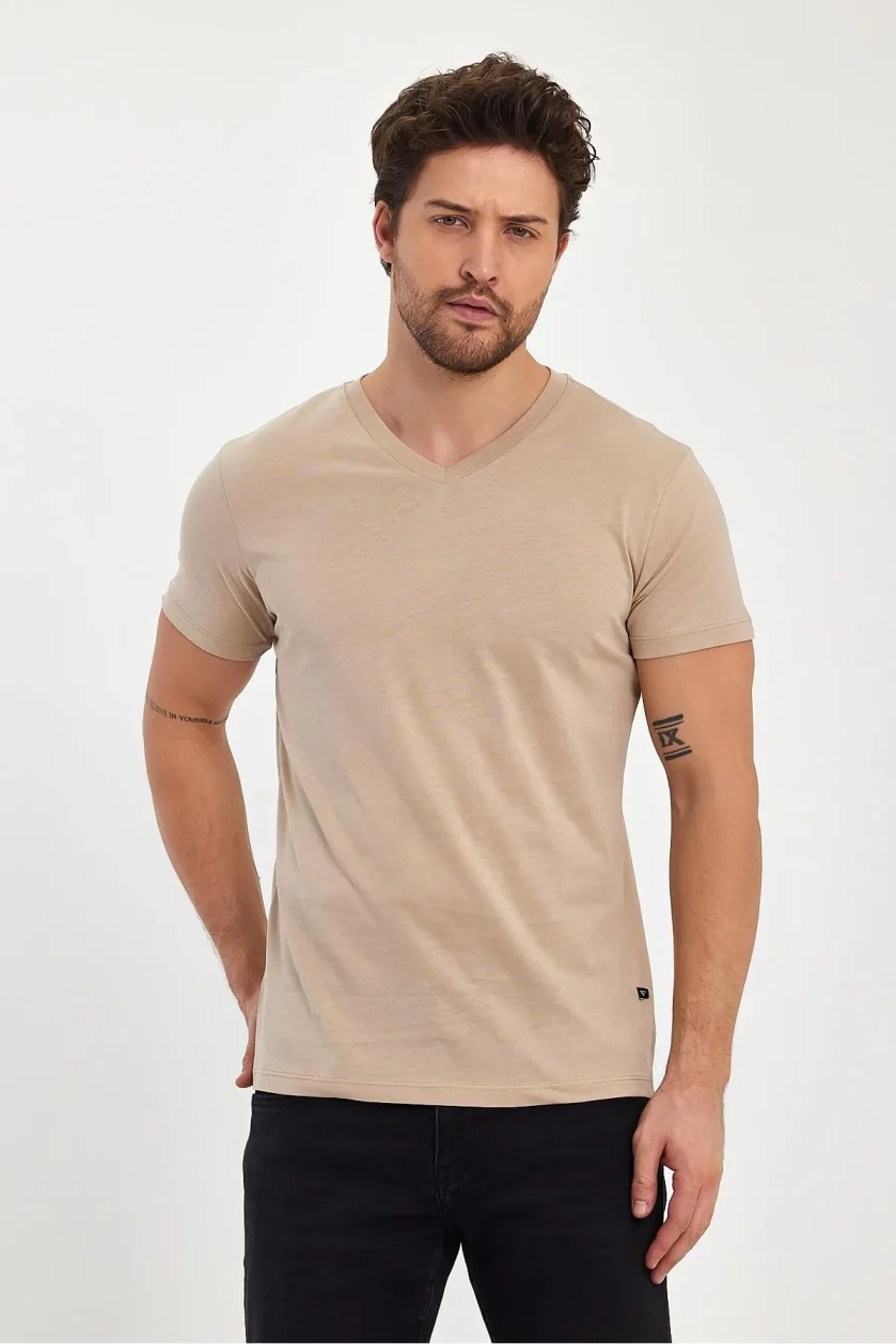 Erkek Compact Penye V Yaka T-shirt - Görsel 19
