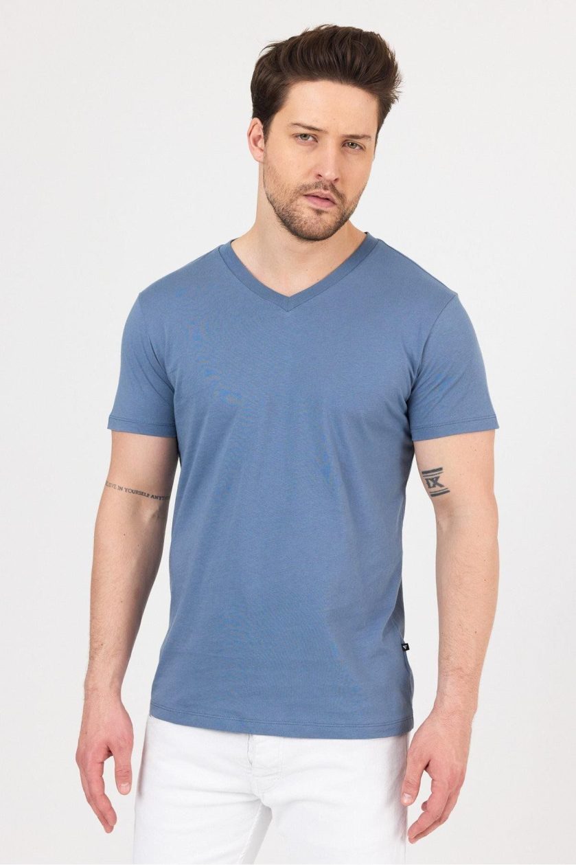 Erkek Compact Penye V Yaka T-Shirt - Görsel 2