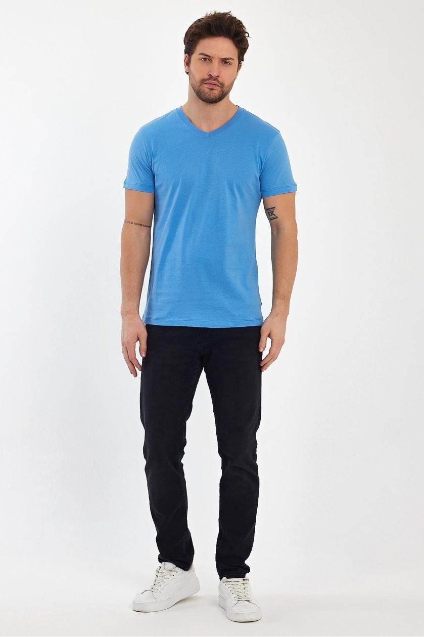 Erkek Compact Penye V Yaka T-shirt - Görsel 3