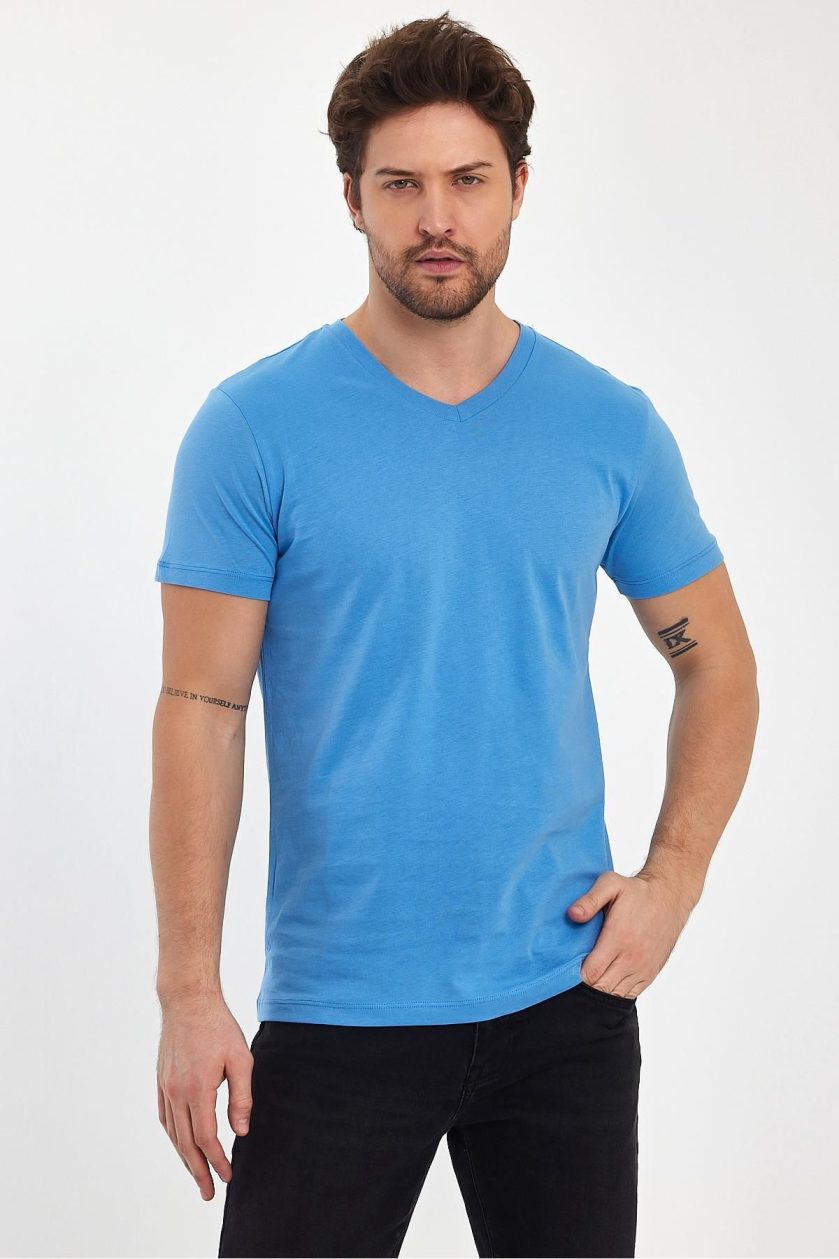 Erkek Compact Penye V Yaka T-shirt - Görsel 5