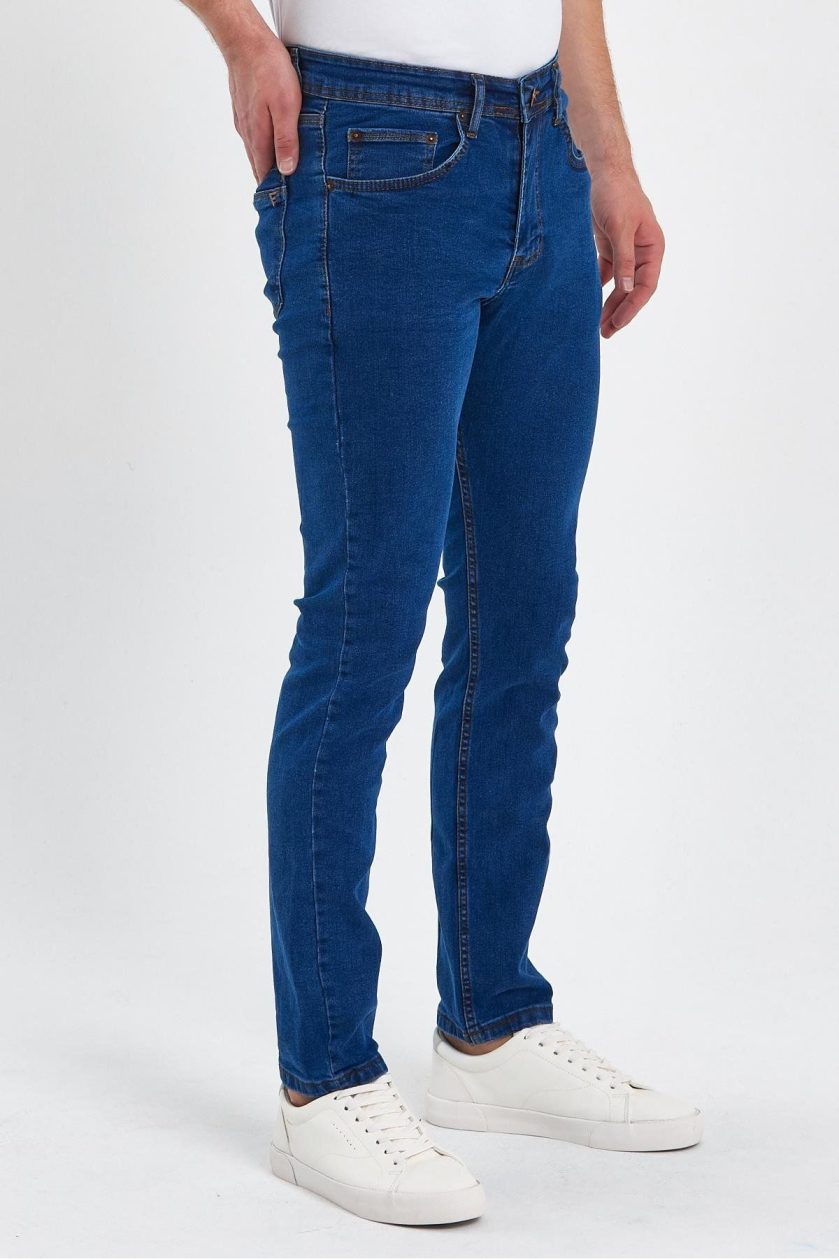 ERKEK FERMUARLI DÜZ SLİM FİT JEANS - Görsel 2