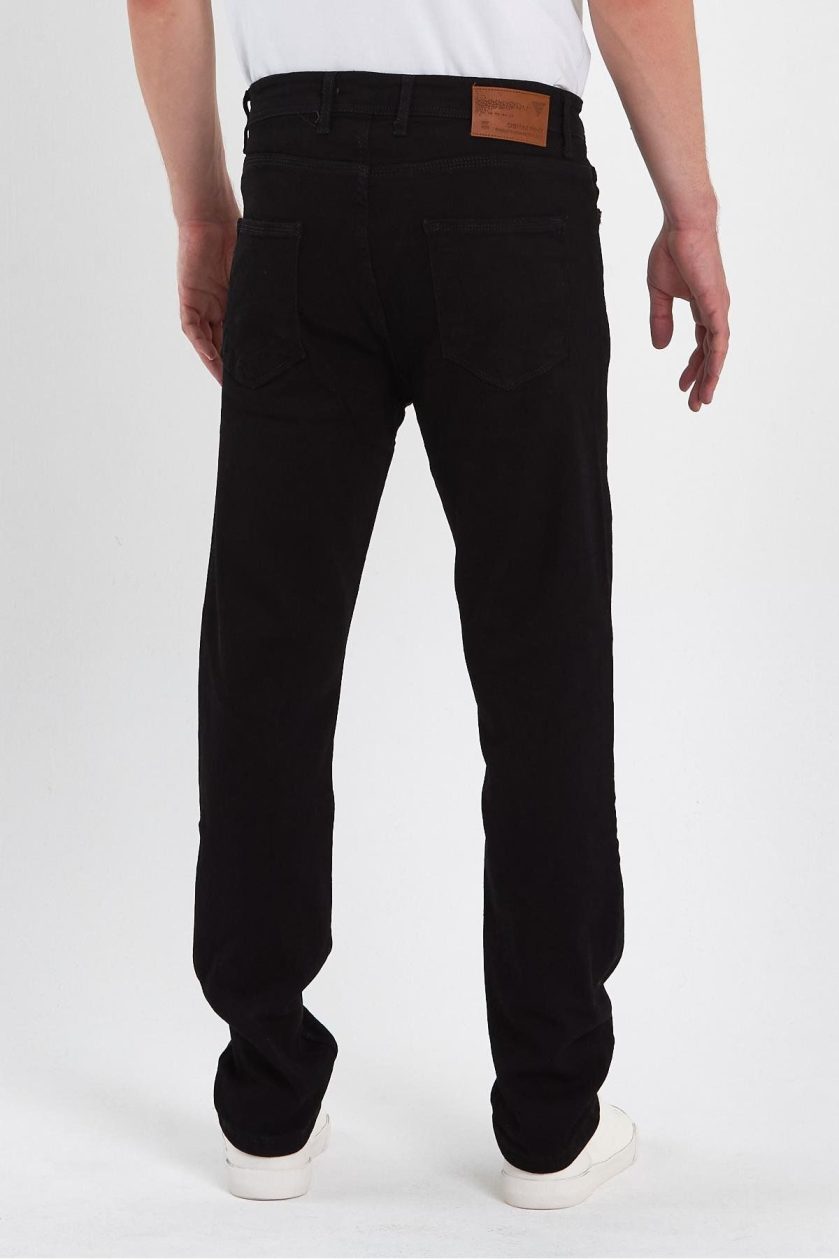 ERKEK FERMUARLI KLASİK DÜZ BABA JEANS - Görsel 6
