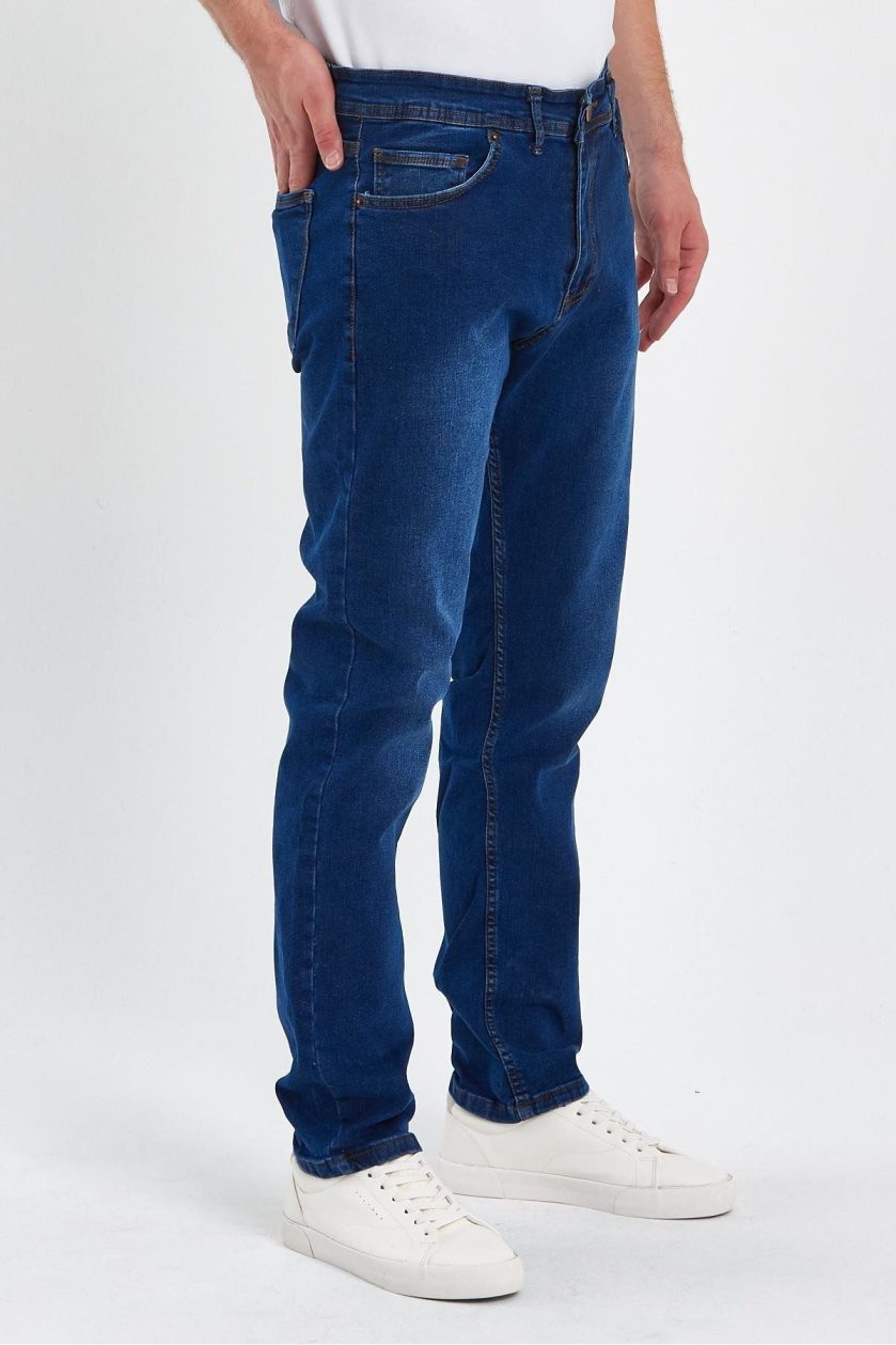 ERKEK FERMUARLI TAŞLI KLASİK JEANS - Görsel 2