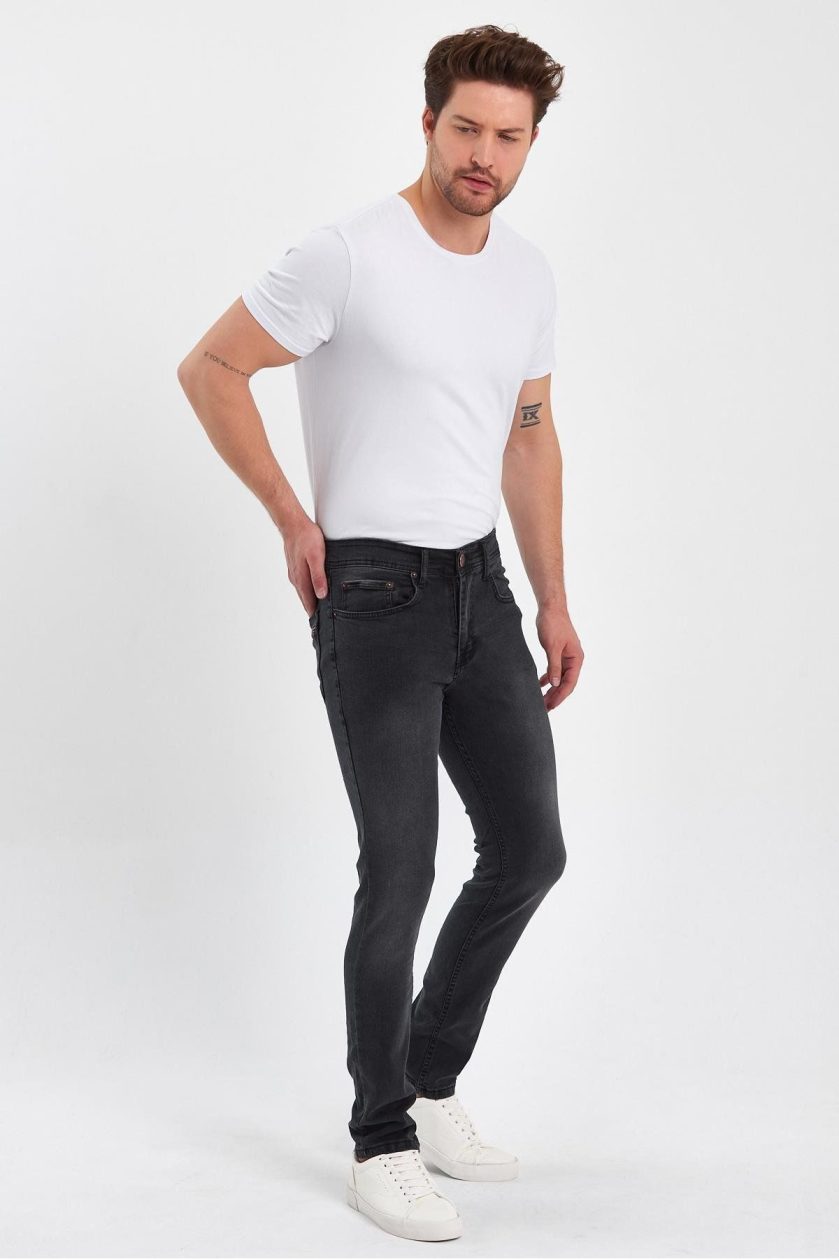 ERKEK FERMUARLI TAŞLI SLİM FİT JEANS - Görsel 3