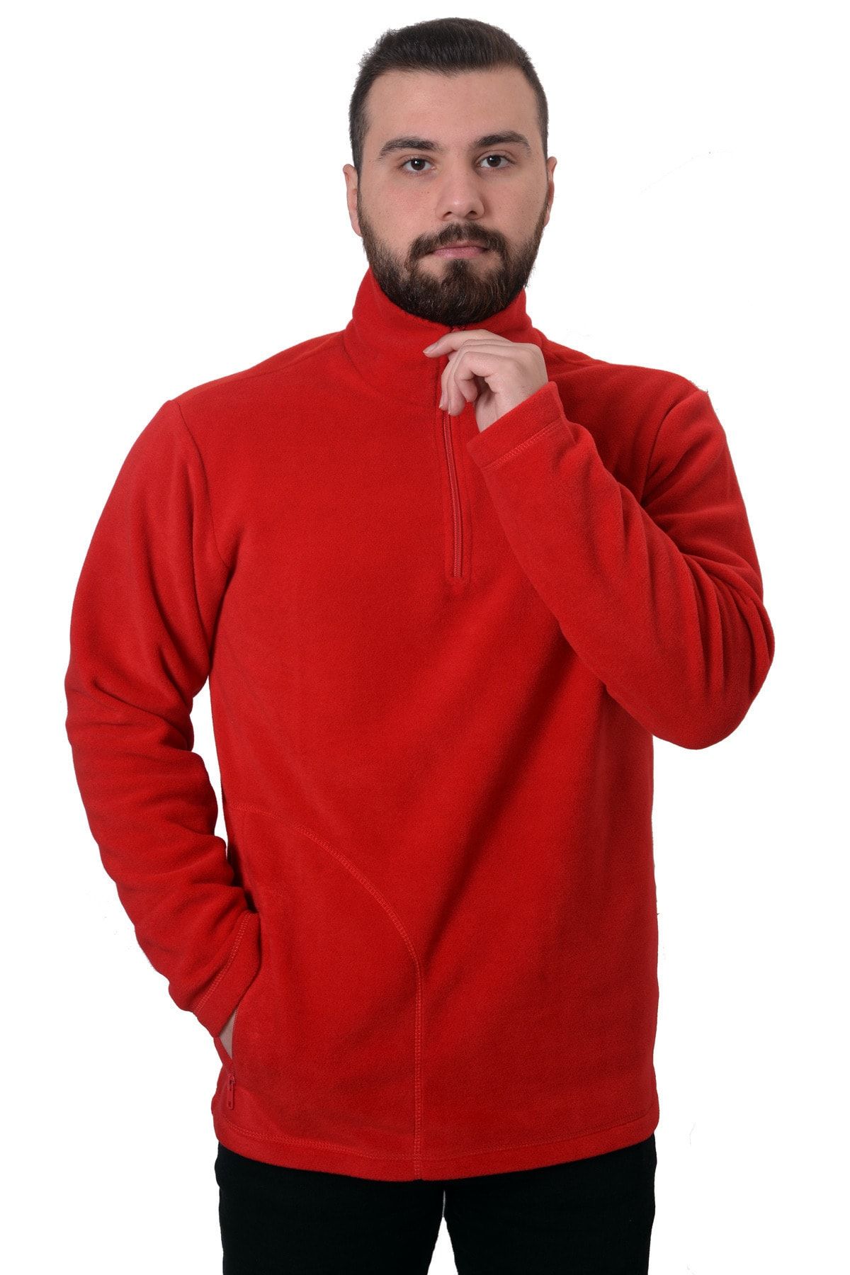 Erkek Kırmızı Kalın Polar Sweat