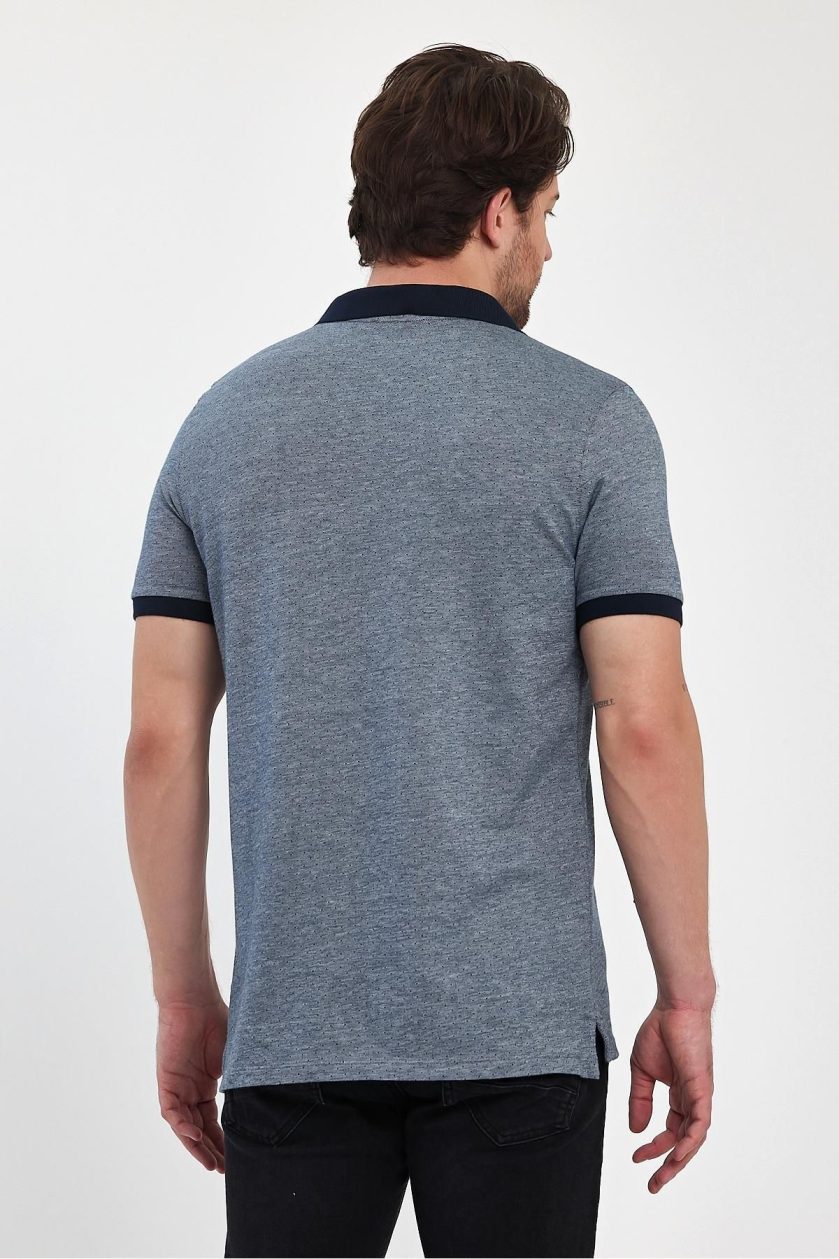 Erkek Nokta Desenli Jakarlı Polo Yaka T-Shirt - Görsel 7
