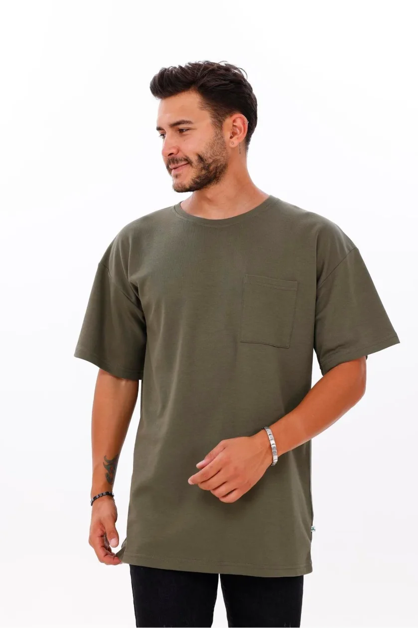 Erkek Oversize Doubleface Cepli Tshirt - Görsel 8