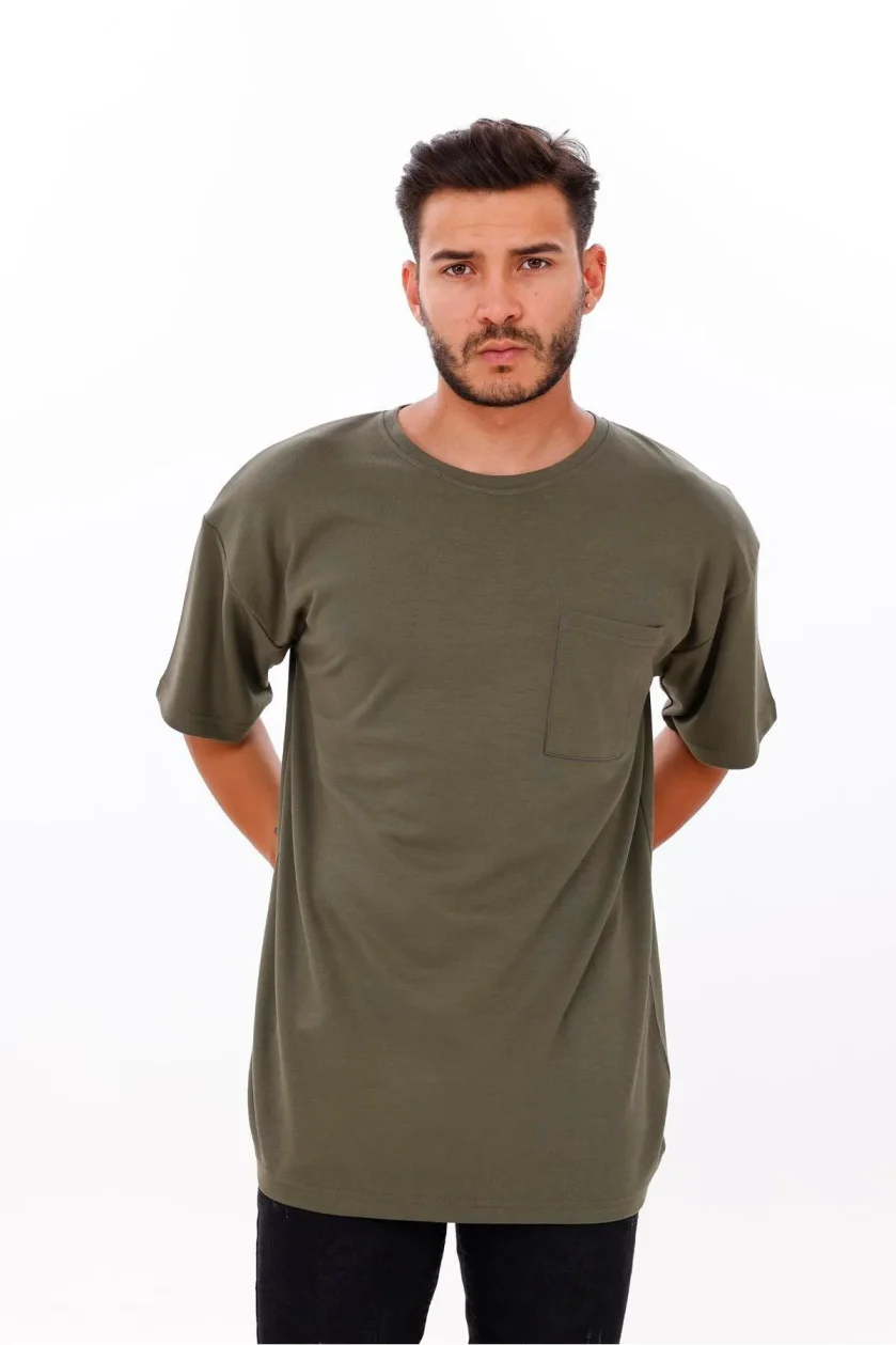 Erkek Oversize Doubleface Cepli Tshirt - Görsel 9