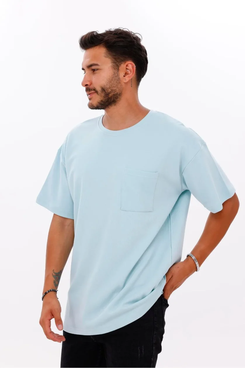 Erkek Oversize Doubleface Cepli Tshirt - Görsel 12