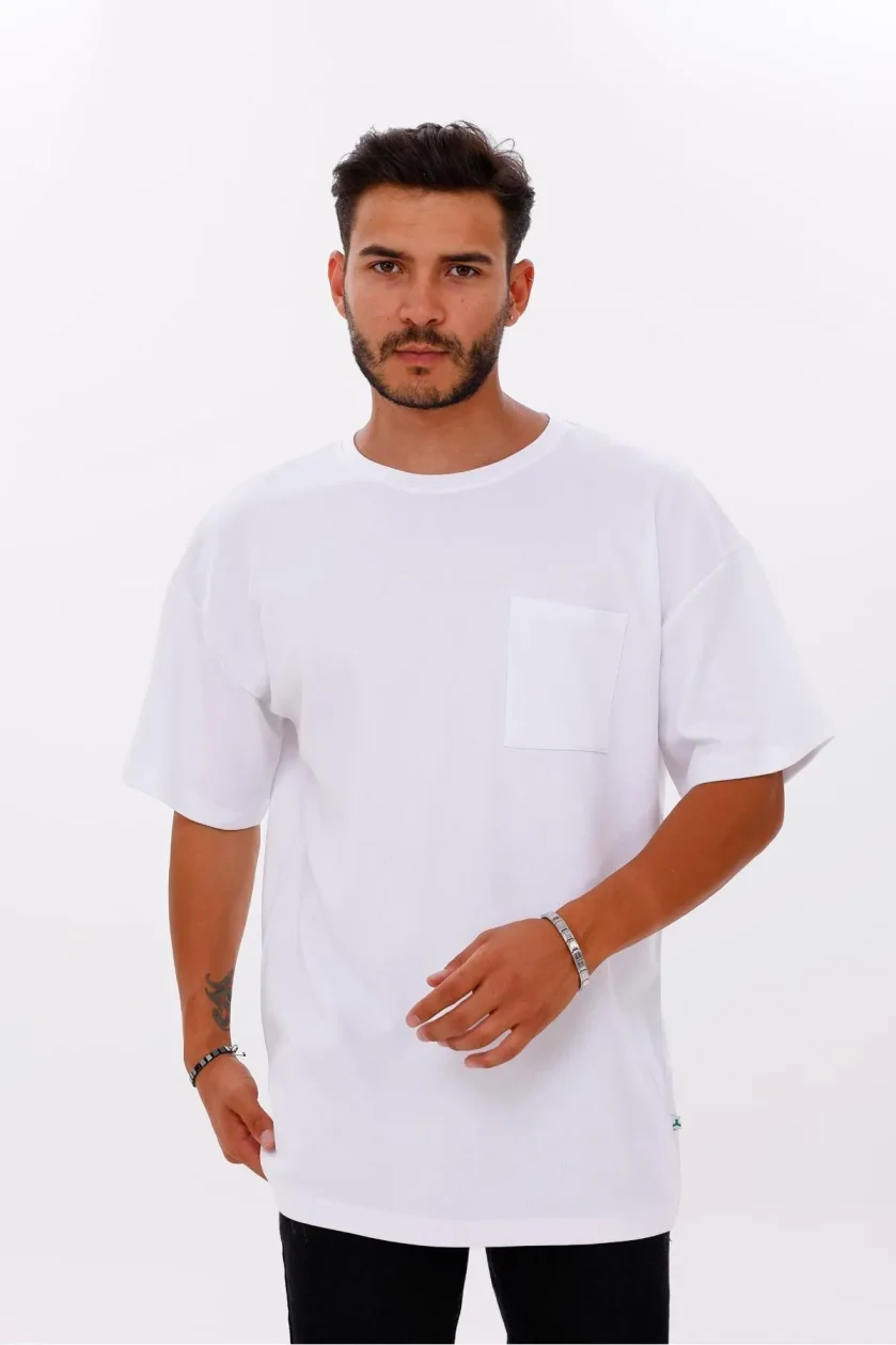 Erkek Oversize Doubleface Cepli Tshirt - Görsel 24