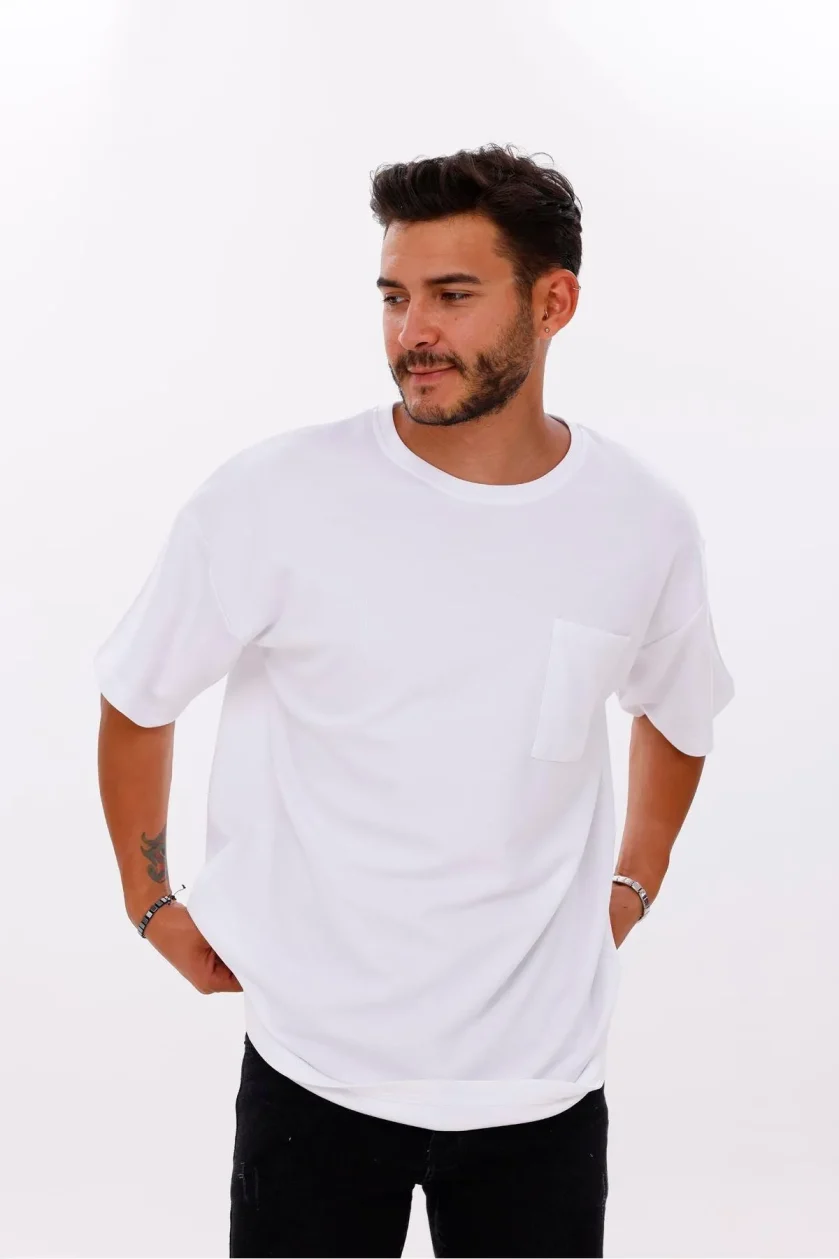 Erkek Oversize Doubleface Cepli Tshirt - Görsel 29