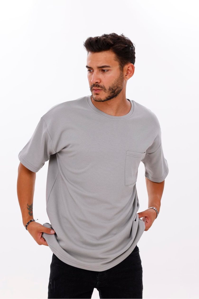 Erkek Oversize Doubleface Cepli Tshirt - Görsel 2