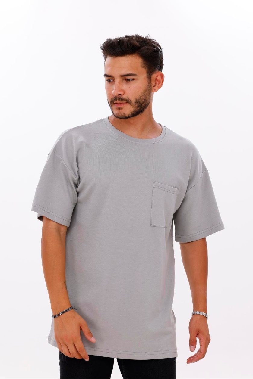 Erkek Oversize Doubleface Cepli Tshirt - Görsel 3