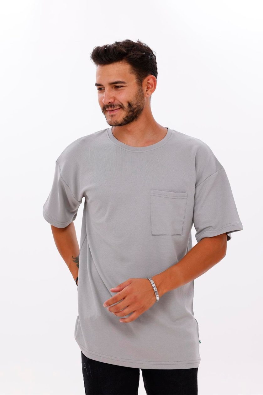 Erkek Oversize Doubleface Cepli Tshirt - Görsel 4