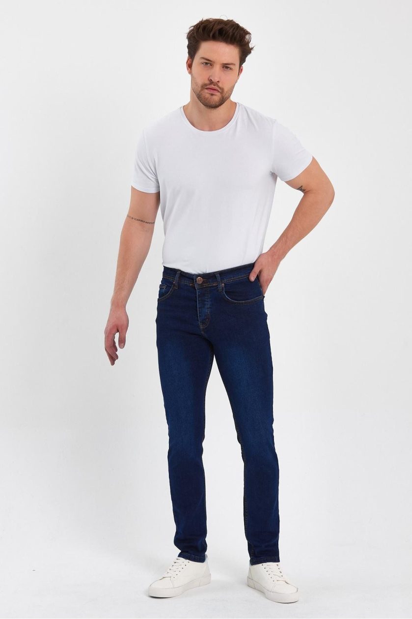 ERKEK TAŞLAMALI KLASİK JEANS - Görsel 3