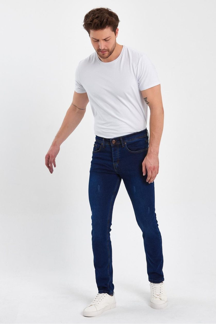 ERKEK TAŞLI TIRNAKLI KLASİK JEANS - Görsel 3
