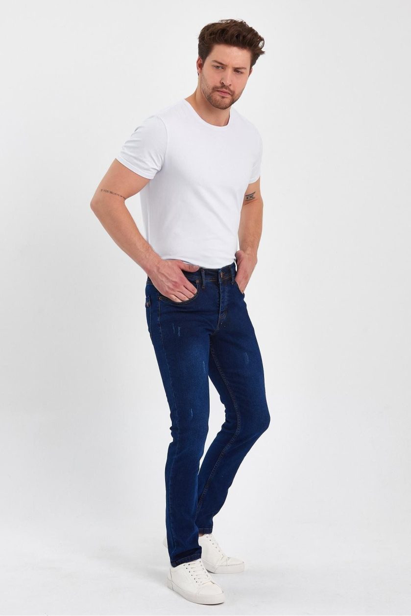 ERKEK TAŞLI TIRNAKLI KLASİK JEANS - Görsel 4