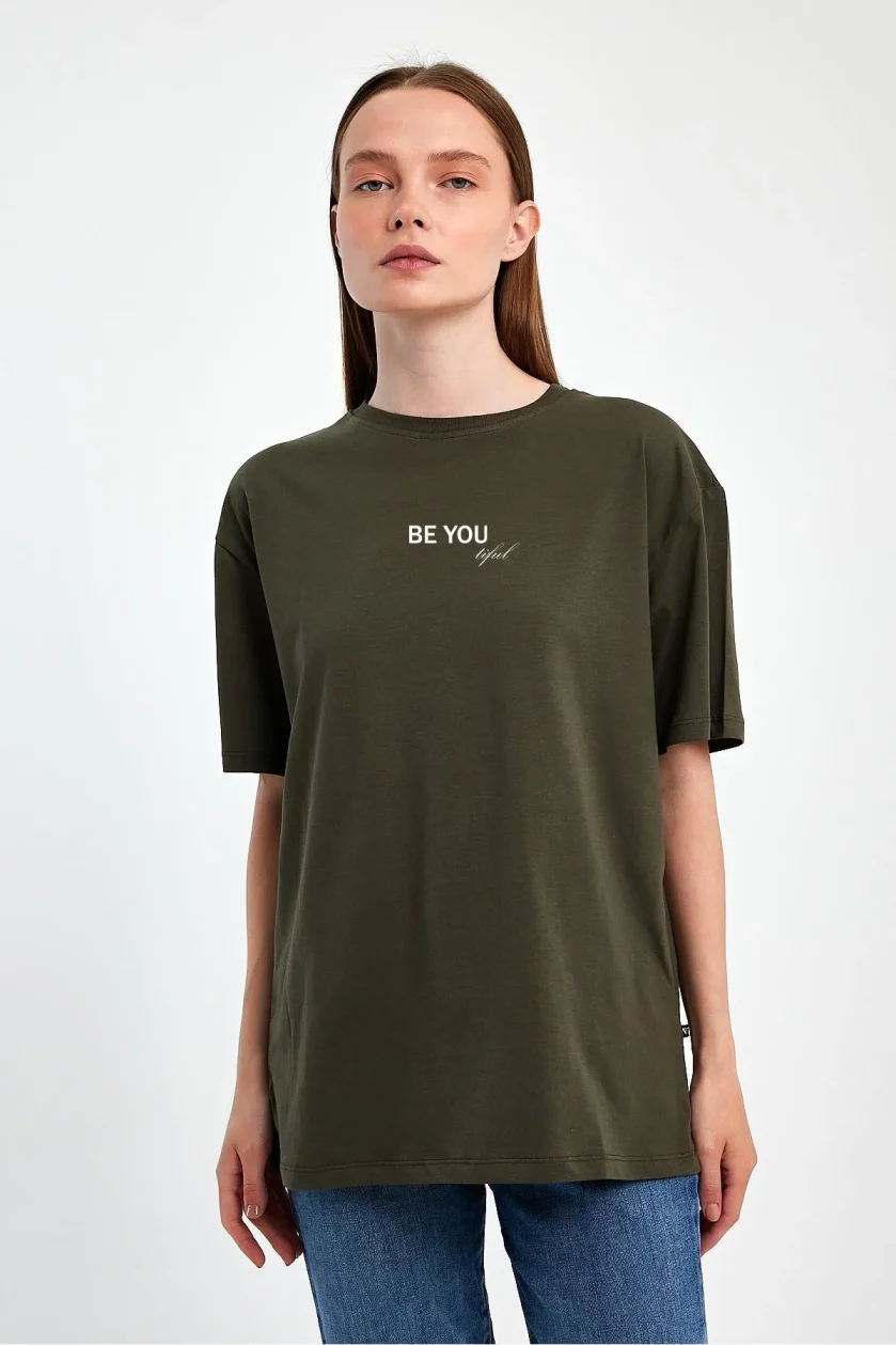 Kadın Baskılı Oversize T-Shirt - Görsel 5